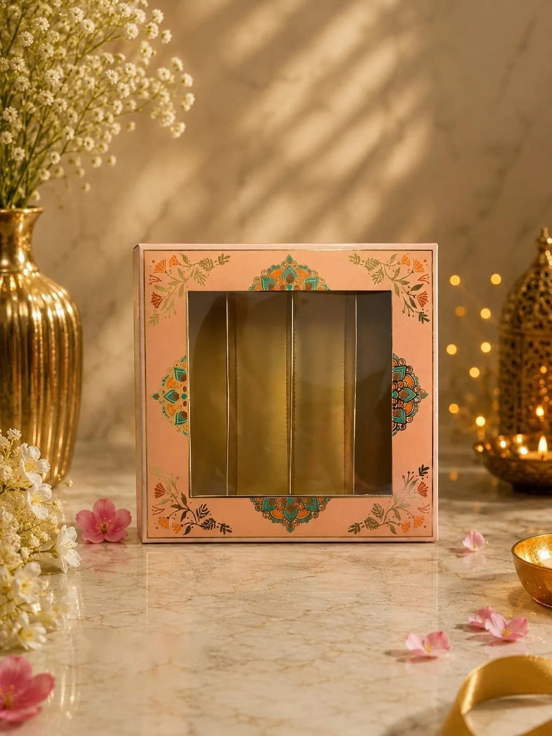 Peach Mandala Mithai Box 500 g, code NB-M500-08
